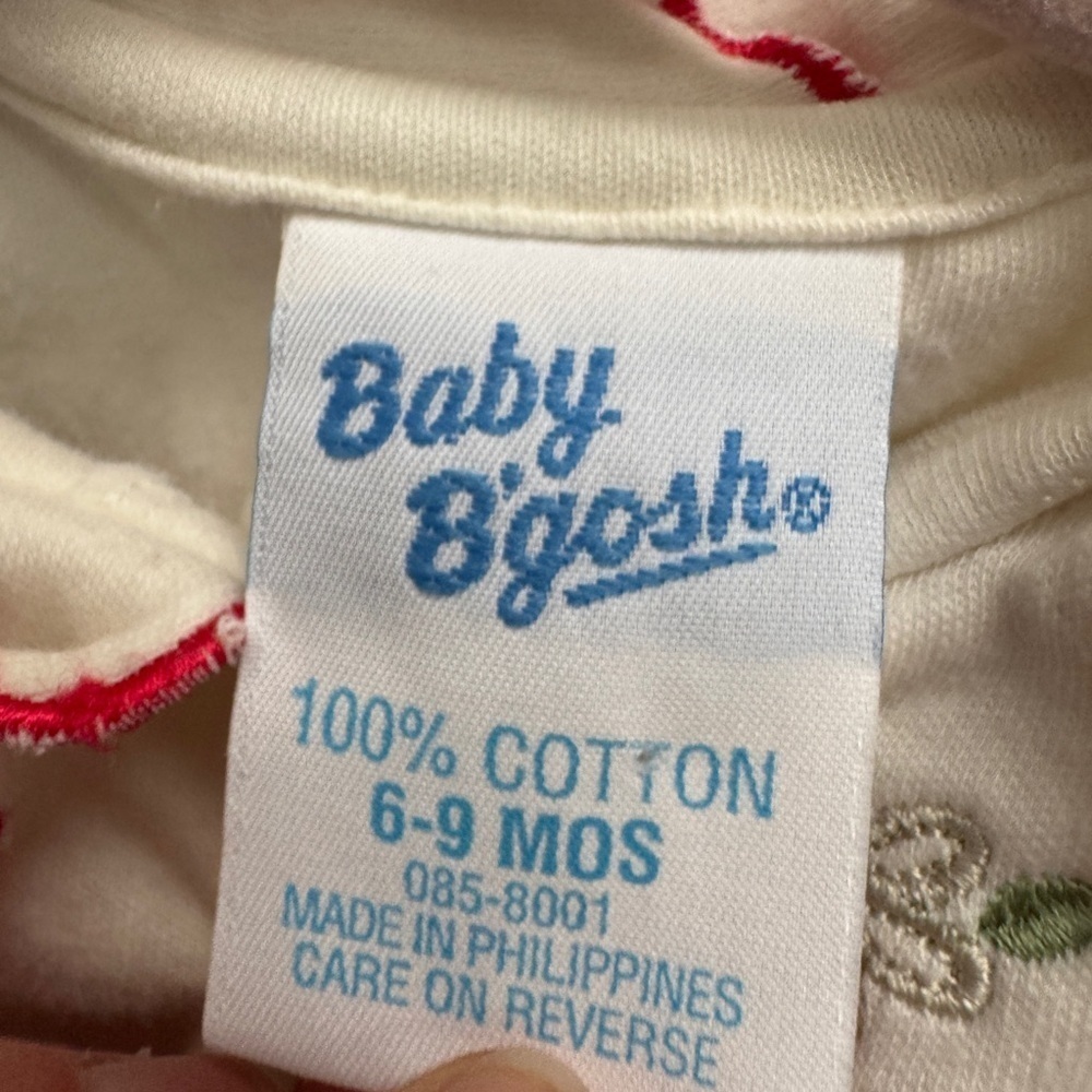 Baby B’Gosh 6-9M Cream & Red Girls Long Sleeve Collar Onesie Bodysuit - Picture 6 of 6